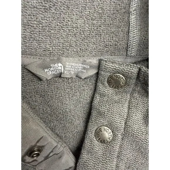 The North Face Knit Stitch Pullover Snap On Hoodie.Heathered Gray. Sz XS - Picture 7 of 13